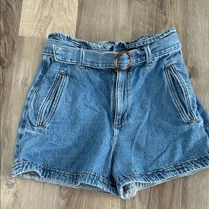 Zara Blue Jean Shorts with Belt Detail